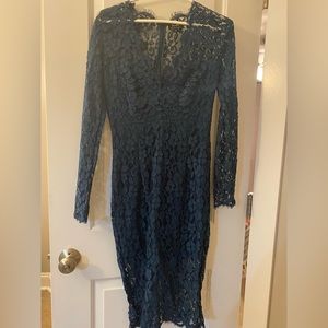 Long sleeve lace dress.